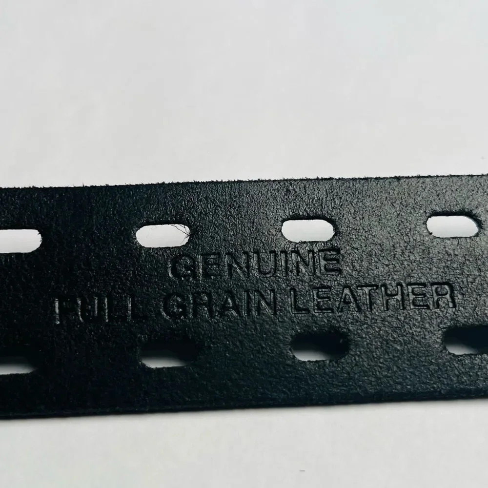 Black Leather Men’s Belt with Silver Double Buckle Size 36/90